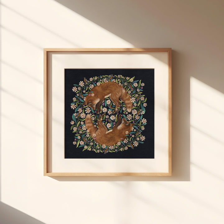 Foxes in the Garden Art Print