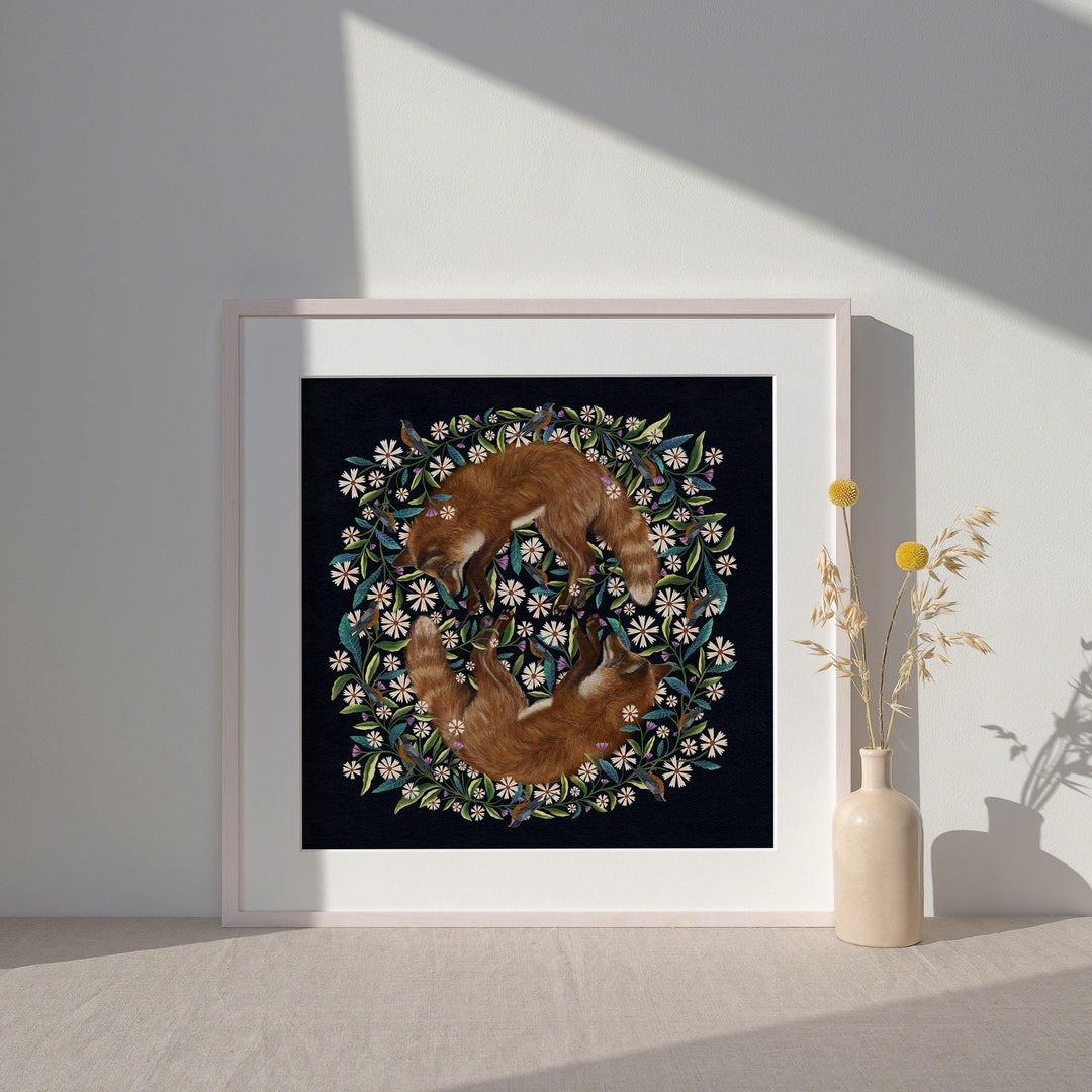 Foxes in the Garden Art Print