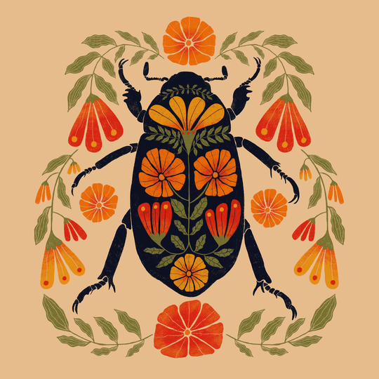 Folk Art Beetle Illustration | Jewel Beetle Art Print | High West Wild
