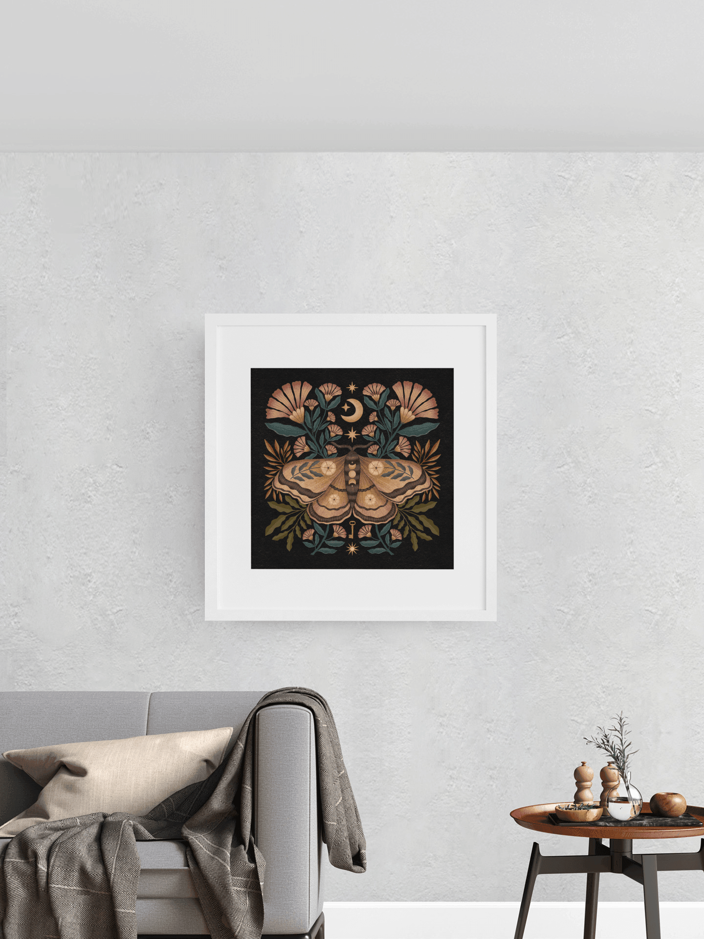 Floral Moth Illustration | Floral Boho Moth Art Print | High West Wild