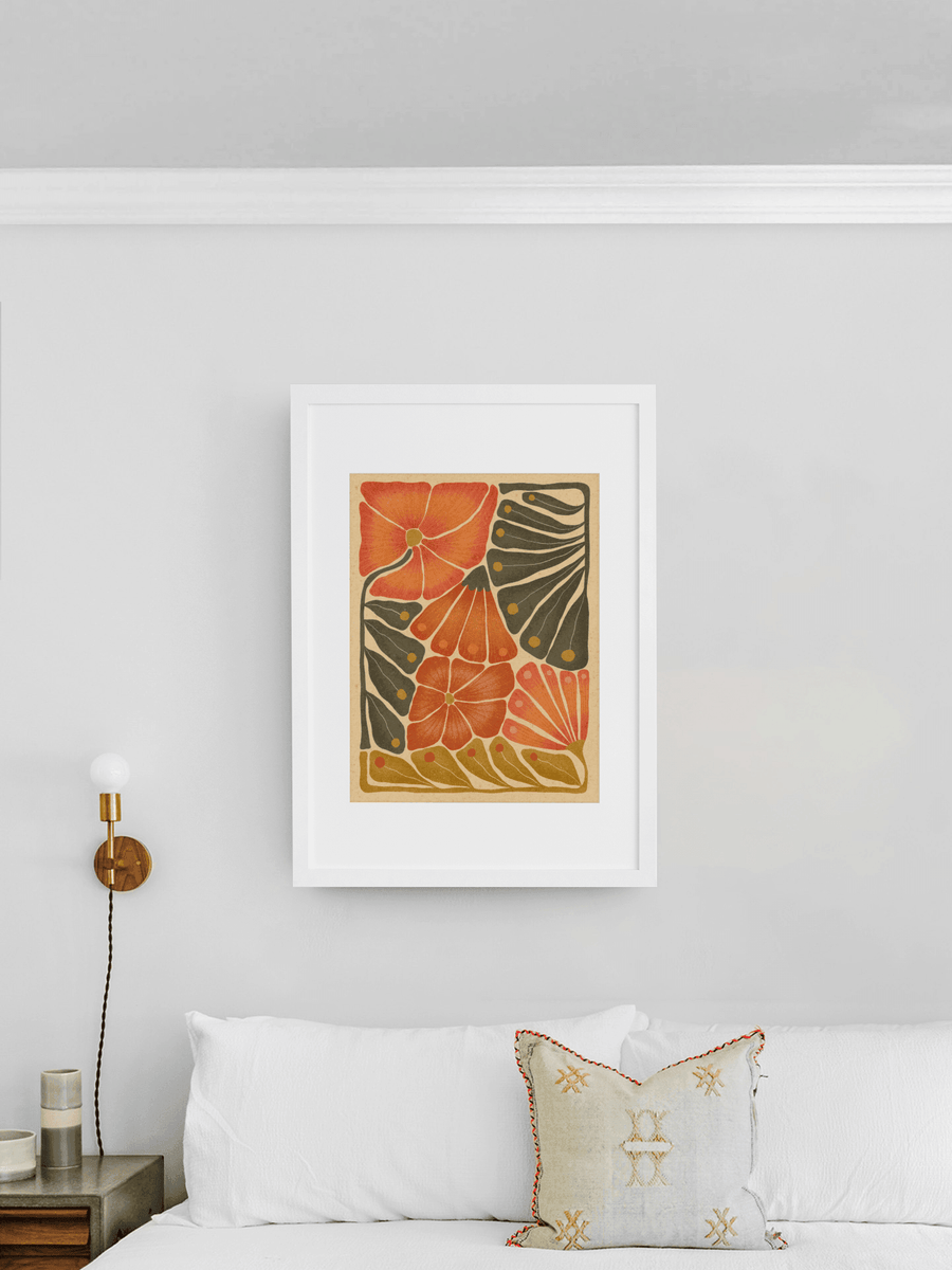 Abstract Retro Floral Art 